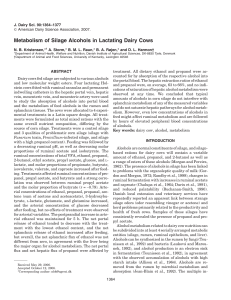 Metabolism of Silage Alcohols in Lactating Dairy Cows