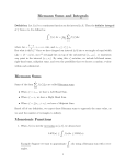 Riemann Sums and Integrals Riemann Sums