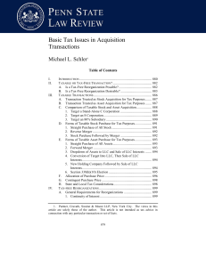 Basic Tax Issues in Acquisition Transactions