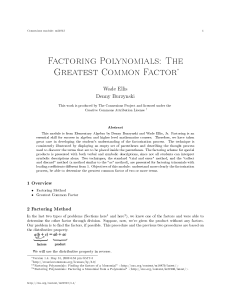 Factoring Polynomials: The Greatest Common Factor