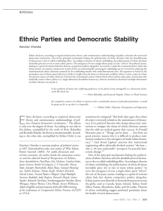Ethnic Parties and Democratic Stability