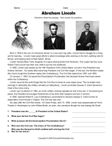Abraham Lincoln - educatorworksheets.com