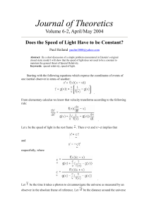 Does the Speed of Light Have to be Constant?