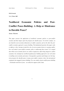 Neoliberal Economic Policies and Post- Conflict Peace