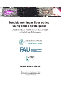 Tunable nonlinear fiber optics using dense noble gases