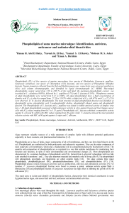 Phospholipids of some marine microalgae: Identification, antivirus