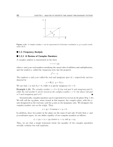 1.3 Frequency Analysis 1.3.1 A Review of Complex Numbers