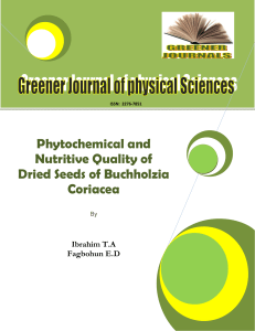 Phytochemical and Nutritive Quality of Dried