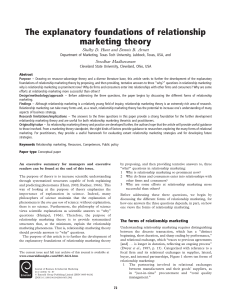 The explanatory foundations of relationship marketing theory