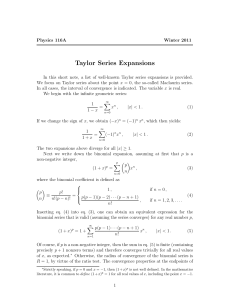 Taylor Series Expansions