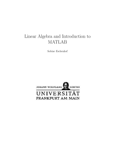 Linear Algebra and Introduction to MATLAB