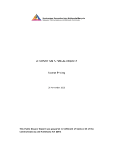 A REPORT ON A PUBLIC INQUIRY Access Pricing