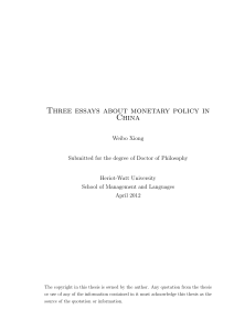 Three essays about monetary policy in China - ROS Home
