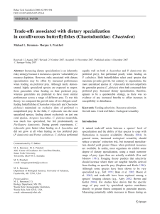 Trade-offs associated with dietary specialization