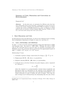 Summary on Units, Dimensions and Conversions on Electrodynamics