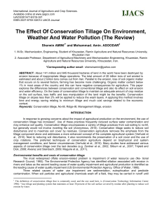 The Effect Of Conservation Tillage On Environment, Weather And