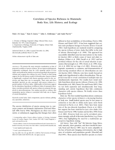 Correlates of Species Richness in Mammals: Body Size, Life History