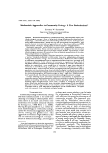 Mechanistic Approaches to Community Ecology