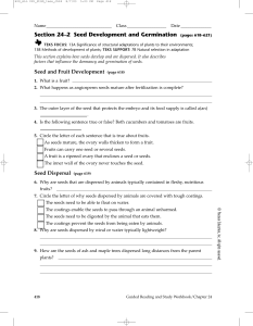 Section 24–2 Seed Development and Germination