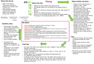 Science Year 7 Learn Sheet DC4 – Energy