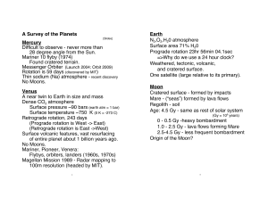 A Survey of the Planets Mercury Difficult to observe