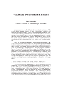 Vocabulary Development in Finland