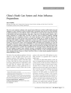 China`s Heath Care System and Avian Influenza Preparedness