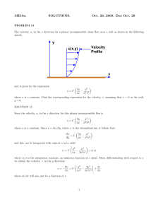 Velocity Profile u(x,y) x y