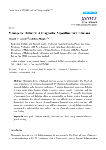Monogenic Diabetes: A Diagnostic Algorithm for Clinicians