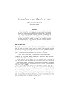 Quine`s Conjecture on Many-Sorted Logic