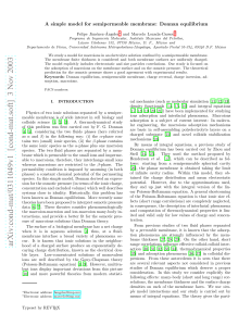 A simple model for semipermeable membrane: Donnan equilibrium