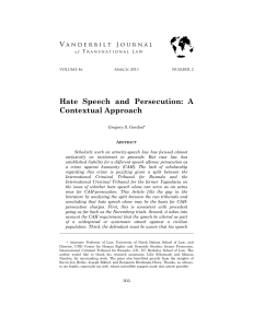 Hate Speech and Persecution: A Contextual