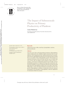 The Impact of Submesoscale Physics on Primary Productivity of