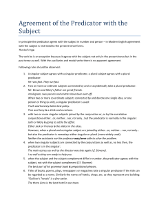 Agreement of the Predicator with the Subject