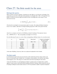 Class 27: The Bohr model for the atom