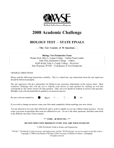 2008 Academic Challenge BIOLOGY TEST