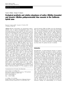 Ecological gradients and relative abundance of native (Mytilus