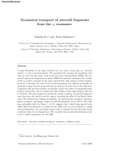 Dynamical transport of asteroid fragments from the ν6 resonance