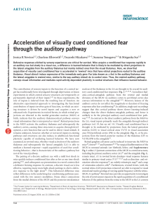 Acceleration of visually cued conditioned fear through the
