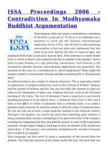 Contradiction In Madhyamaka Buddhist Argumentation