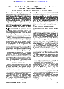 A Novel 0-Globin Mutation, @Durham-NC [@l 14