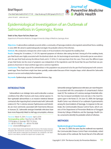 Epidemiological Investigation of an Outbreak of Salmonellosis in