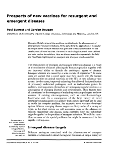 Prospects of new vaccines for resurgent and emergent diseases