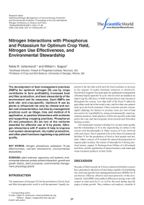 Nitrogen Interactions with Phosphorus and Potassium for