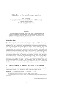 Difficulties of the set of natural numbers