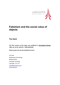 Fetishism and the social value of objects