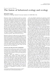 The fusion of behavioral ecology and ecology