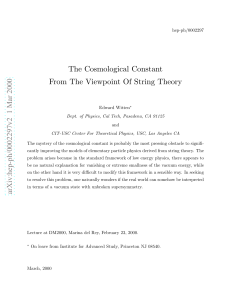 The Cosmological Constant From The Viewpoint Of String Theory