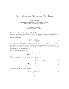 Taylor Polynomials: The Lagrange Error Bound