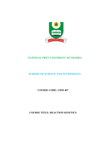 Reaction Kinetics - National Open University of Nigeria